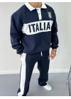 İtaly Şardonlu Unisex Eşofman Takım Lacivert