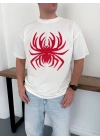 Kabartma Detay Oversize Tshirt Beyaz