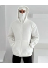 Kar Maske Unisex Hırka Beyaz