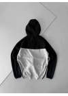 Oversize Kapüşonlu Hırka - Siyah/Gri