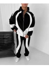 Parçalı Fermuarlı Şardonlu Unisex Eşofman Takım Siyah