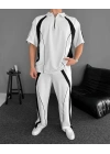 Tek Şerit Unisex Eşofman Takım - Beyaz