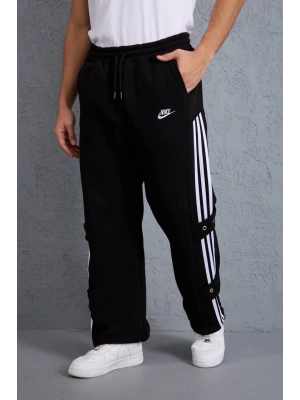 Şerit Detay Şardonlu Unisex Eşofman Siyah