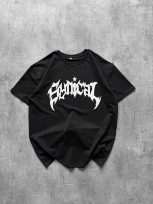 Taşlı Oversize Unisex Tshirt Siyah