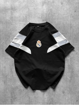 RM Nakışlı Oversize Unisex Tshirt Siyah