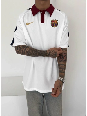 Fcb Polo Yaka Unisex Tshirt Beyaz