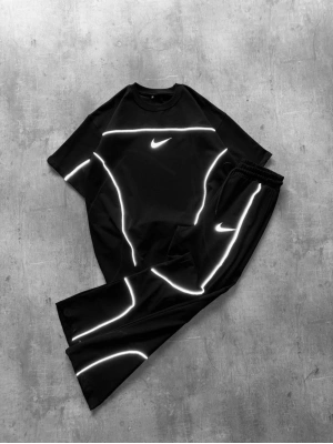 Reflektör Detay Unisex Eşofman Takım Siyah