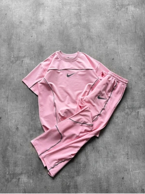 Reflektör Detay Unisex Eşofman Takım pembe