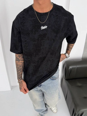 SW Yıkamalı Oversize Unisex Tshirt Siyah