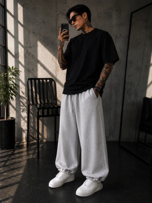 PAÇA AYARLANABİLİR BASİC BAGGY EŞOFMAN GRİ