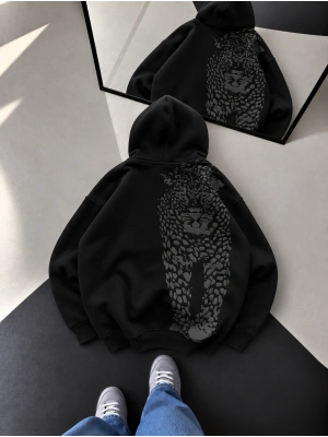 SIRT DETAY DESEN SWEATSHİRT SİYAH