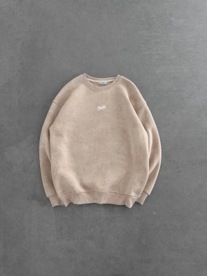SWD YIKAMALI ŞARDONLU SWEATSHİRT BEJ