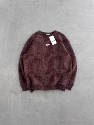 SWD YIKAMALI ŞARDONLU SWEATSHİRT KAHVERENGİ