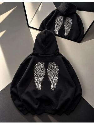 ANGEL ŞARDONLU SWEATSHİRT SİYAH