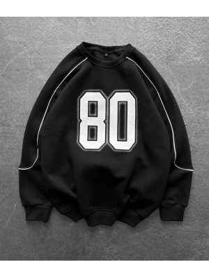 80 Unisex Şardonlu Sweatshirt Siyah