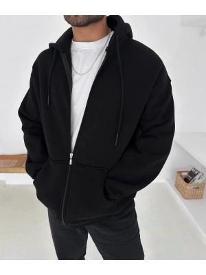 Basic Şardonlu Unisex Hırka - Siyah