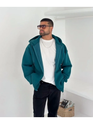 Basic Şardonlu Unisex Hırka - SuYeşili