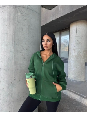 Basic Unisex Hırka - Yeşil