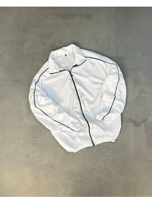 Biyeli Unisex Paraşüt Ceket- Beyaz