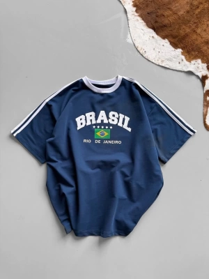 Brazil Unisex Oversize Tshirt - Mavi