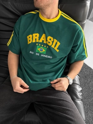 Brazil Unisex Oversize Tshirt - yeşil