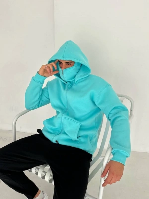 Hoddie Kar Maske Hırka Mavi