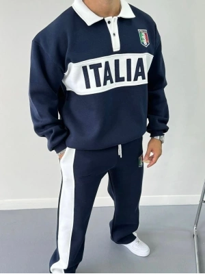 İtaly Şardonlu Unisex Eşofman Takım Lacivert