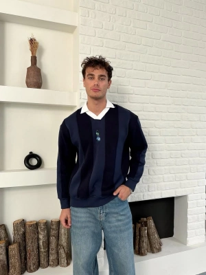 JS Polo Yaka Sweatshirt - Lacivert