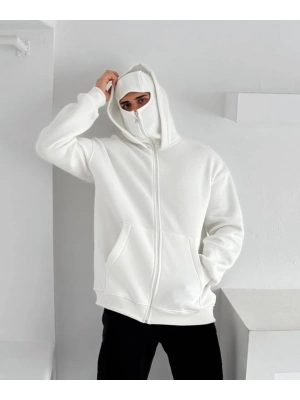 Kar Maske Unisex Hırka Beyaz