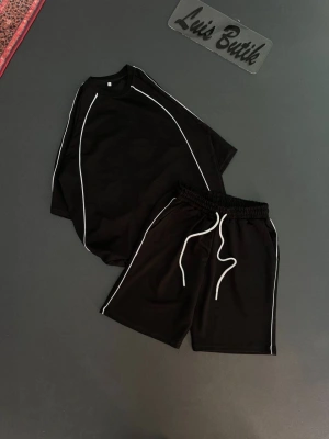 Kol Biyeli Unisex Şortlu Takım -Siyah