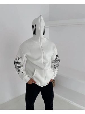 Örümcek Kar Maske Unisex Hırka Beyaz