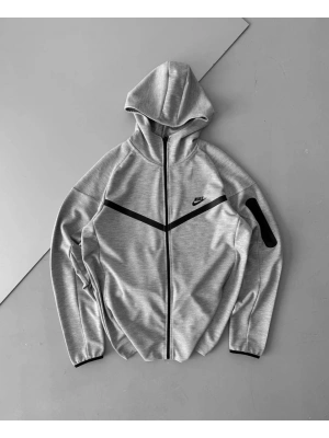 Oversize Kapüşonlu Hırka - Gri