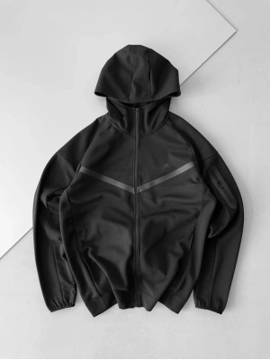 Oversize Kapüşonlu Hırka - Siyah