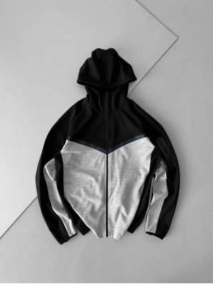 Oversize Kapüşonlu Hırka - Siyah/Gri