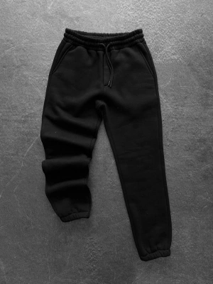 Paça Lastik Şardonlu Unisex Eşofman Siyah