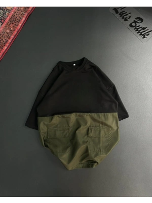 Paraşüt detay cepli tshirt - Yeşil