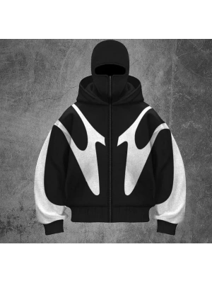 Parçalı Kar Maske Unisex Şardonlu Hırka