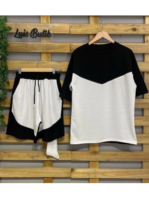 Parçalı Unisex Şortlu Takım - Siyah