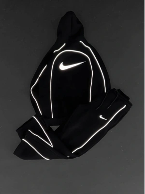 Reflektör Detay Unisex Eşofman Takımı Siyah