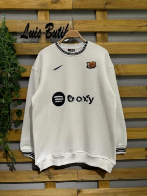 Spo Şardonlu Unisex Sweatshirt - Beyaz