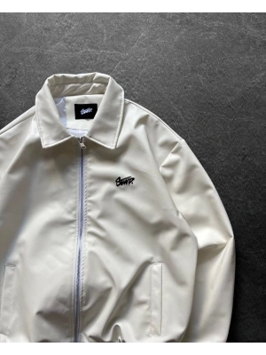 Swd Unisex Deri Ceket Beyaz