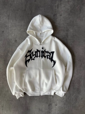 Taşlı Şardonlu Unisex Hırka Beyaz