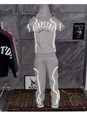 Trap Reflektör Detay Unisex Eşofman Takım Gri