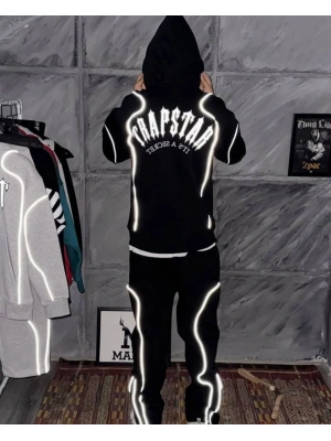 Trap Reflektör Detay Unisex Eşofman Takım Siyah