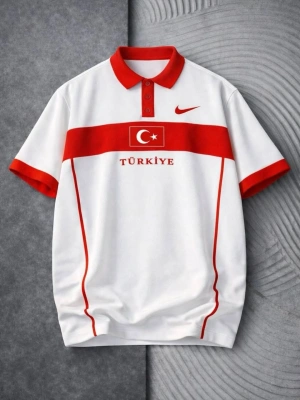 Unisex Polo Yaka TRK Tshirt Beyaz