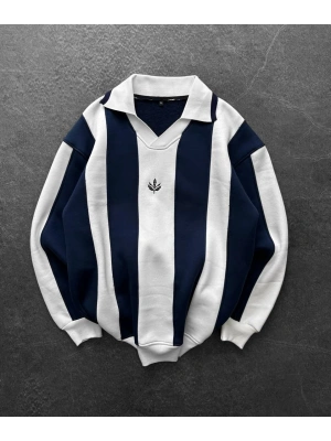 Yeni Sezon Polo Yaka Unisex Şardonlu Sweatshirt