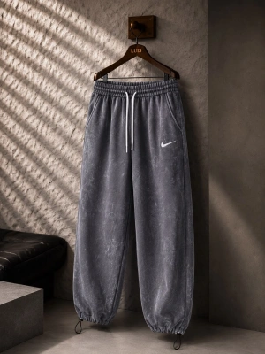 Yıkamalı Baggy Eşofman Gri