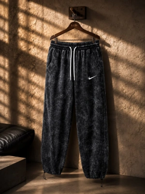 Yıkamalı Baggy Eşofman Siyah