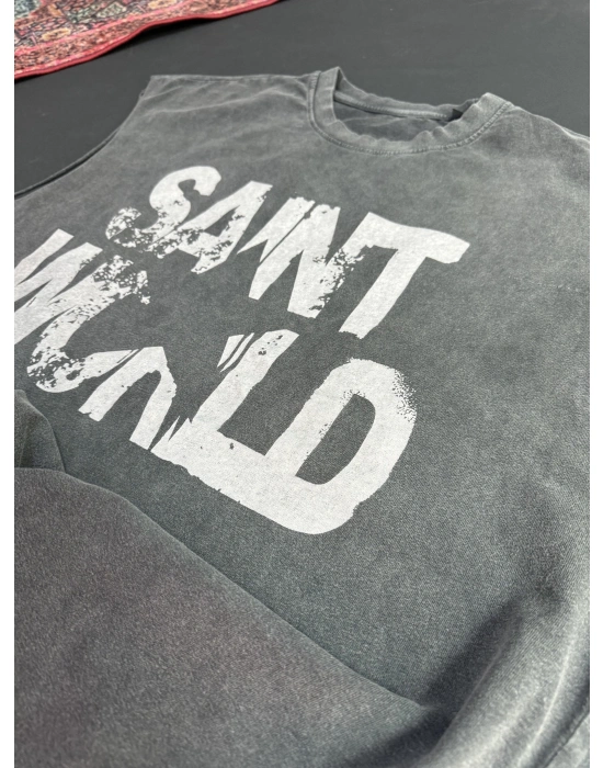 Sıfır Kol Saint Yıkamalı Unisex Oversize Tshirt