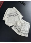 Dikenli Unisex Şortlu Takım - Beyaz
